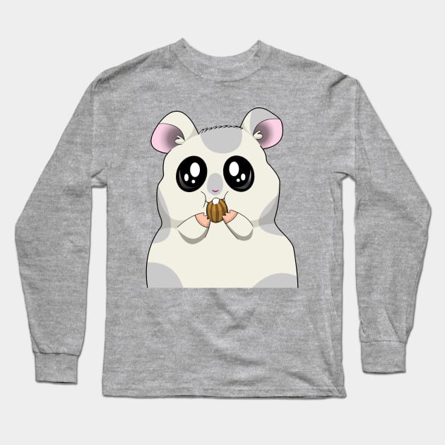 Cute Cartoon Hamster Eating Long Sleeve T-Shirt by mareescatharsis